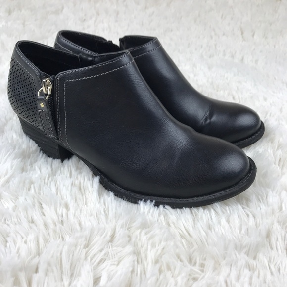 dr scholl's black leather booties